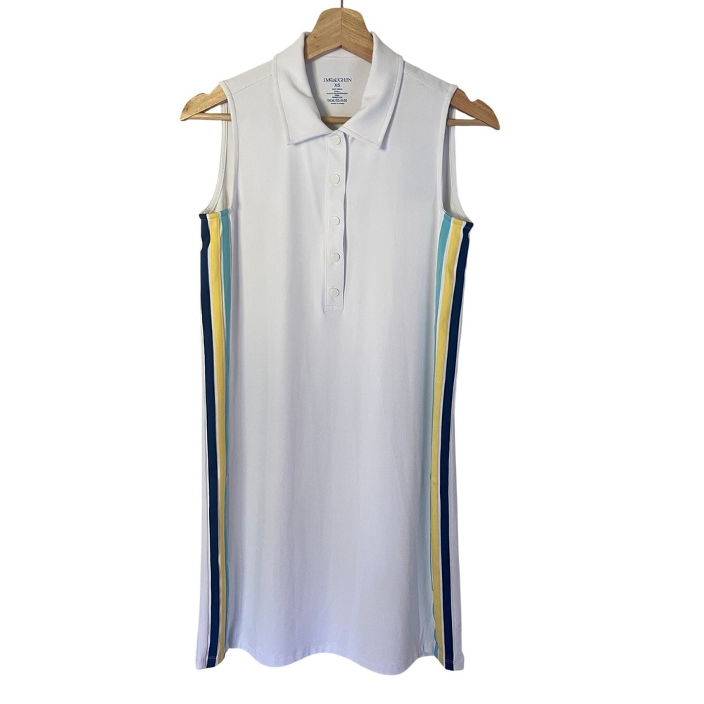 J.McLaughlin Volley Dress Womens XS White Side Stripe Sleeveless Polo Mini NEW